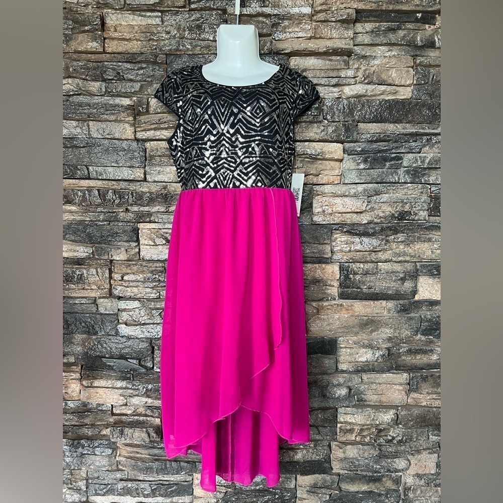 Elegant Pink and Black Kids Dress